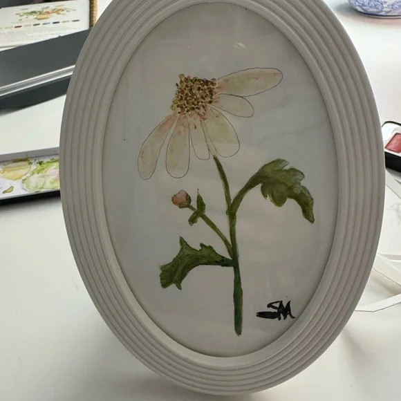 Floral Art Painting in White Frame - Picture 2 of 4